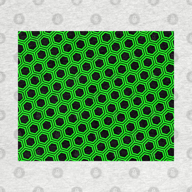 Pattern hexagonal green on black background by la chataigne qui vole ⭐⭐⭐⭐⭐